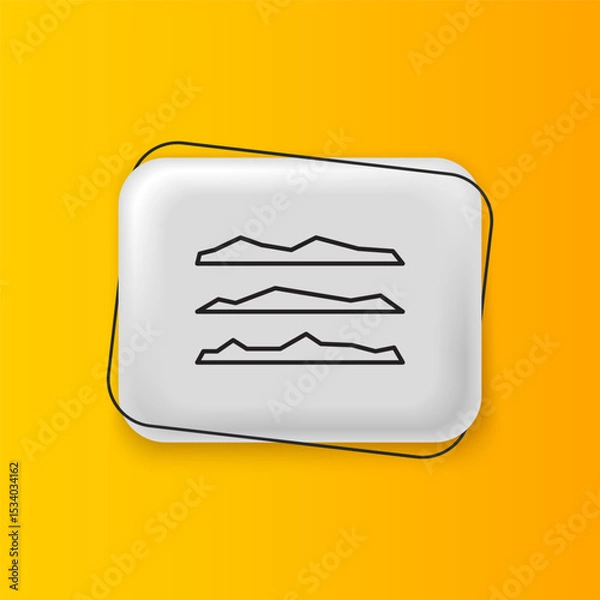 Fototapeta Black Strips of cocaine or heroin drug icon isolated on yellow background. Silver rectangle button. Vector