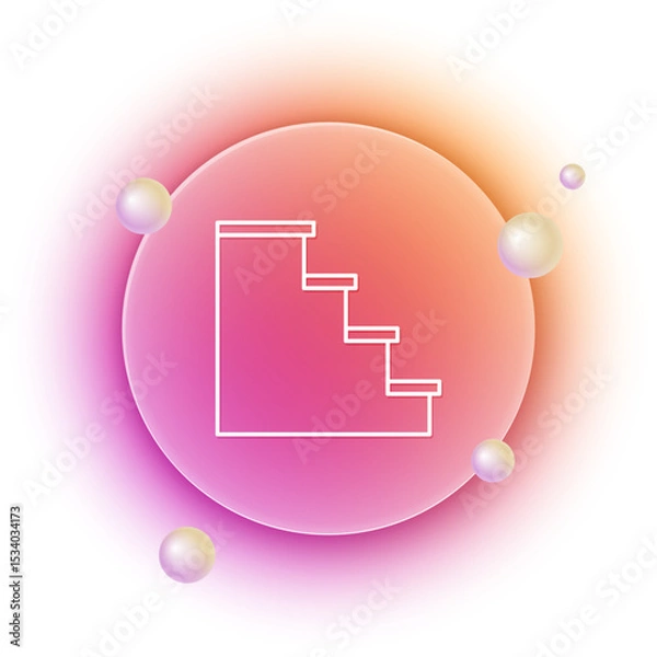 Fototapeta White Staircase icon isolated on white background. Orange and pink gradient circle background. Vector