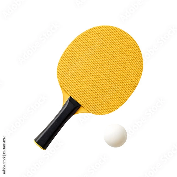 Obraz Ping pong racket and ball isolated on a transparent background