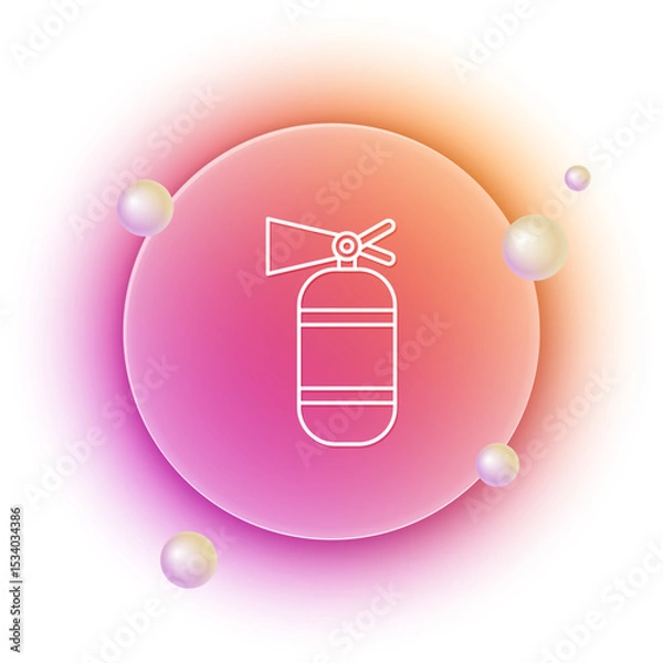 Fototapeta White Fire extinguisher icon isolated on white background. Orange and pink gradient circle background. Vector