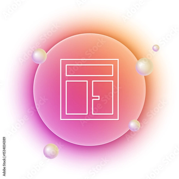 Fototapeta White Window in the room icon isolated on white background. Orange and pink gradient circle background. Vector