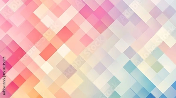 Fototapeta Delicate, pastel-toned geometric pattern of overlapping squares.