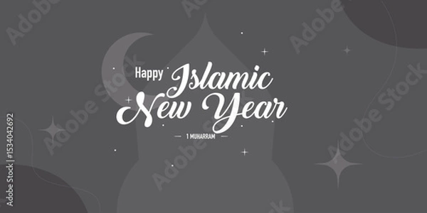 Fototapeta Happy Islamic New Year greeting card design with modern art style concept