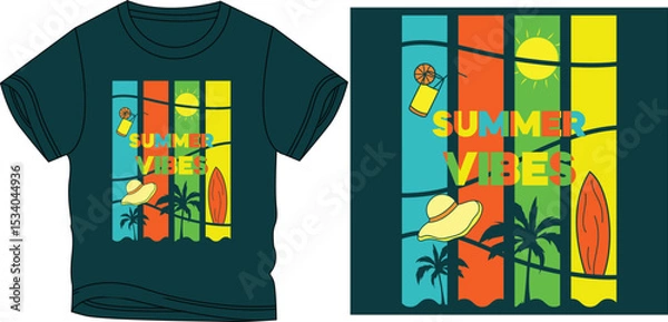 Obraz Summer vibes t-shirt design vector