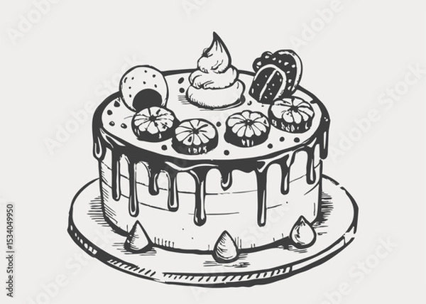 Fototapeta Delicious muffins collection. Cupcake with chocolate, Ice cream in a waffle cone with lollipops, cookies, strawberries, sweets poured.