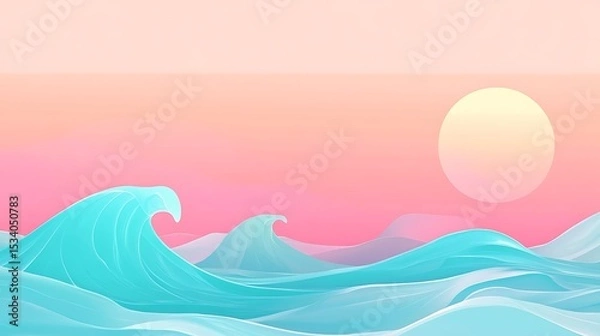 Obraz Pastel waves and a soft sunset.