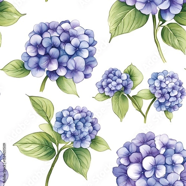 Fototapeta Hydrangea flower pattern on a white background.