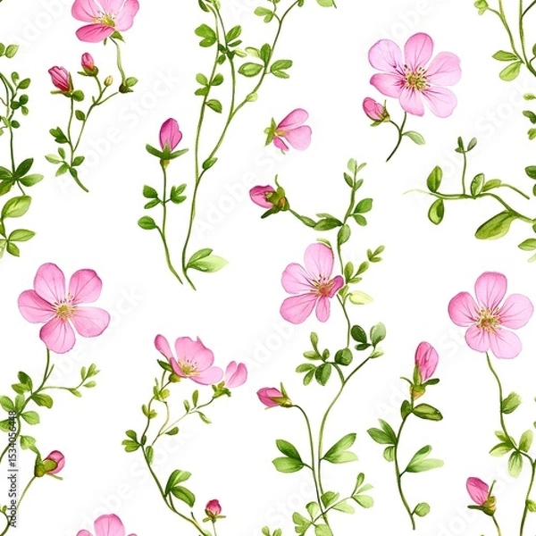 Obraz Delicate pink flowers and foliage create a beautiful floral pattern.