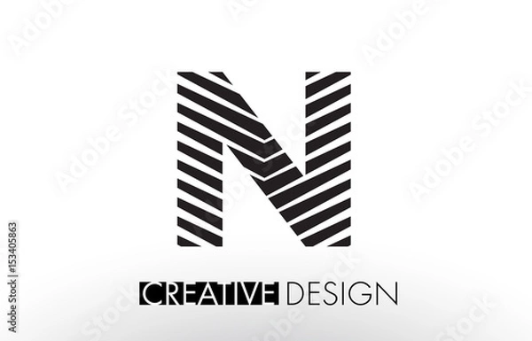 Fototapeta N Lines Letter Design with Creative Elegant Zebra