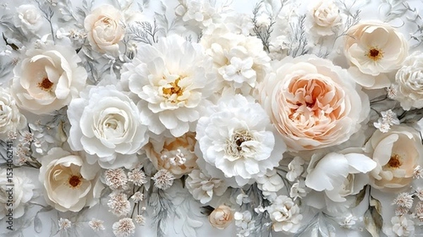 Obraz A delicate arrangement of paper flowers in pastel shades.