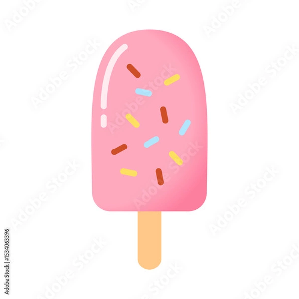 Obraz Strawberry Popsicles for a Refreshing Summer, Vector Illustration