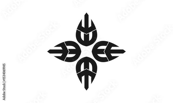 Obraz Letter WW with leaves round design vector