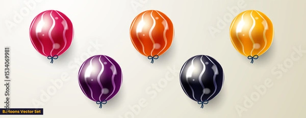 Fototapeta colorful balloons set with wavy lines pattern