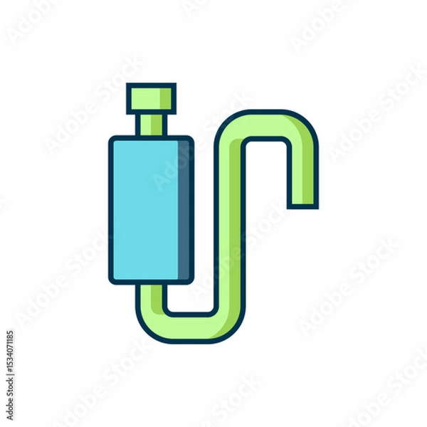 Fototapeta Filled outline Car muffler icon isolated on white background. Exhaust pipe. Flat filled outline style with shadow. Vector
