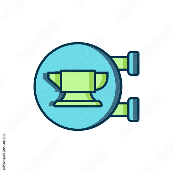 Fototapeta Filled outline Blacksmith anvil tool icon isolated on white background. Metal forging. Forge tool. Flat filled outline style with shadow. Vector