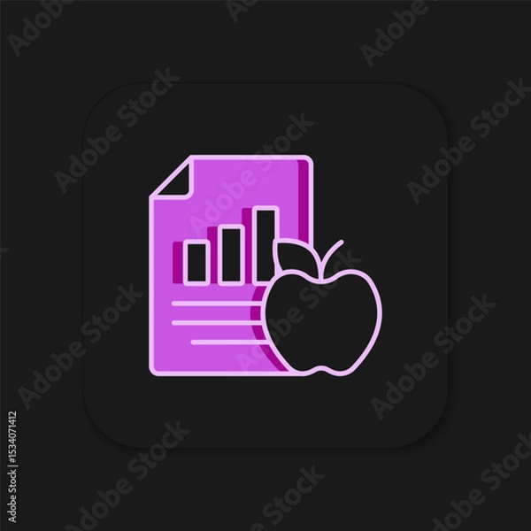 Fototapeta Diet plan icon isolated on isolated on black background. Concept of fitness marathon, proper nutrition, healthy food, beautiful body, vegetables slimming. Flat filled outline style with shadow. Vector