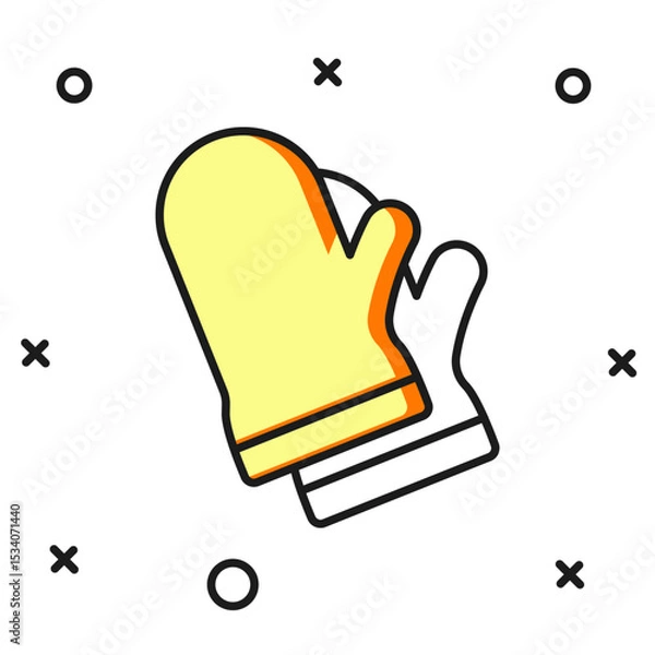 Fototapeta Filled outline Protective gloves icon isolated on white background. Protective clothing and tool worker. Flat filled outline style with shadow. Vector