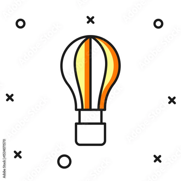 Fototapeta Filled outline Hot air balloon icon isolated on white background. Air transport for travel. Flat filled outline style with shadow. Vector