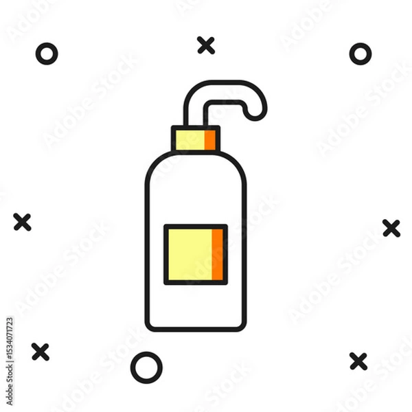 Fototapeta Filled outline Bottle of liquid antibacterial soap with dispenser icon isolated on white background. Antiseptic. Disinfection, hygiene, skin care. Flat filled outline style with shadow. Vector
