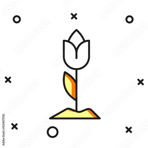 Fototapeta Filled outline Flower tulip icon isolated on white background. Flat filled outline style with shadow. Vector