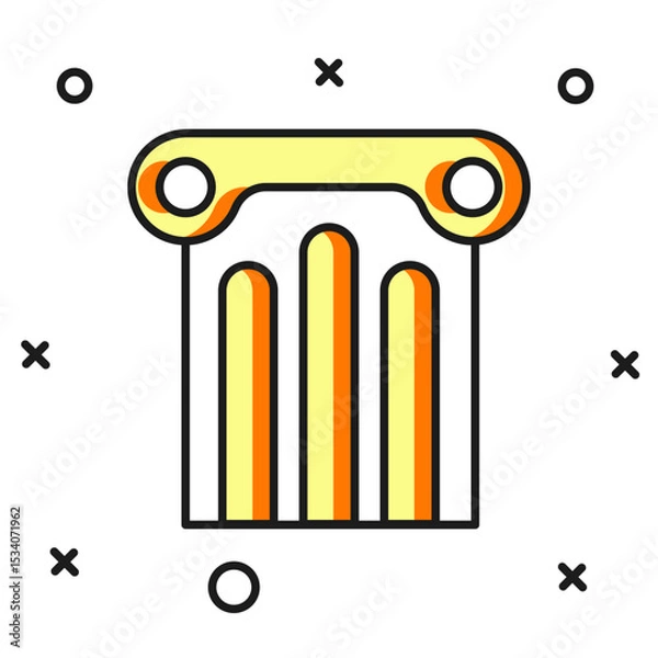 Fototapeta Filled outline Ancient column icon isolated on white background. Flat filled outline style with shadow. Vector