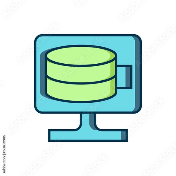 Fototapeta Filled outline Cloud database icon isolated on white background. Cloud computing concept. Digital service or app with data transferring. Flat filled outline style with shadow. Vector