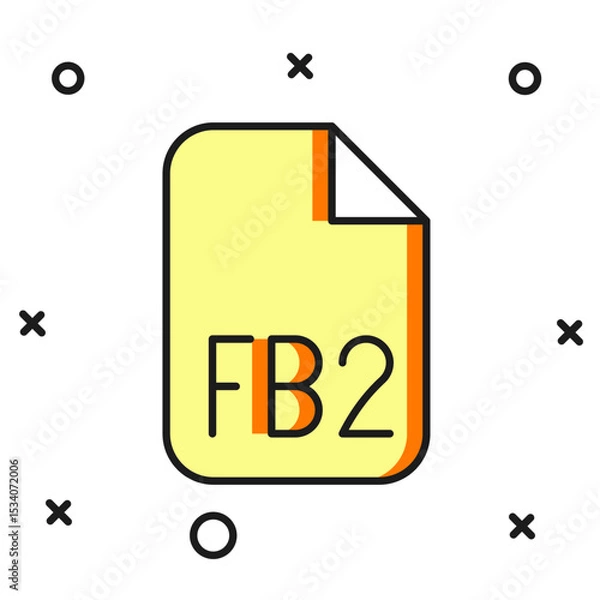 Fototapeta Filled outline FB2 File icon isolated on white background. Flat filled outline style with shadow. Vector