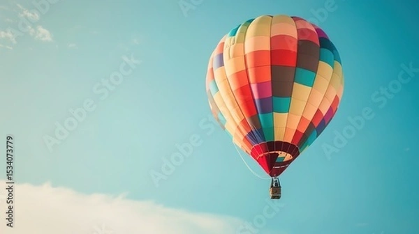 Obraz Dreamy Candy-Colored Hot Air Balloon: A Whimsical Soar Through Pastel Skies & Sugar-Coated Dreams — Embrace a Magical Flight Over Rainbow-Hued Landscapes, Where Fluffy Clouds Meet Swirling Cotton Cand