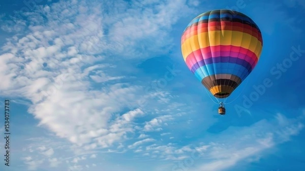 Obraz Dreamy Candy-Colored Hot Air Balloon: A Whimsical Soar Through Pastel Skies & Sugar-Coated Dreams — Embrace a Magical Flight Over Rainbow-Hued Landscapes, Where Fluffy Clouds Meet Swirling Cotton Cand