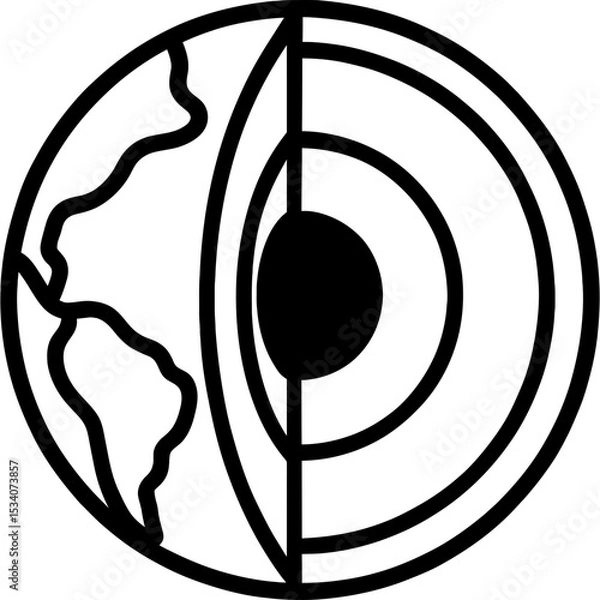 Fototapeta Core-mantle diagram in vector outline style