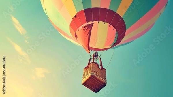 Obraz Dreamy Candy-Colored Hot Air Balloon: A Whimsical Soar Through Pastel Skies & Sugar-Coated Dreams — Embrace a Magical Flight Over Rainbow-Hued Landscapes, Where Fluffy Clouds Meet Swirling Cotton Cand