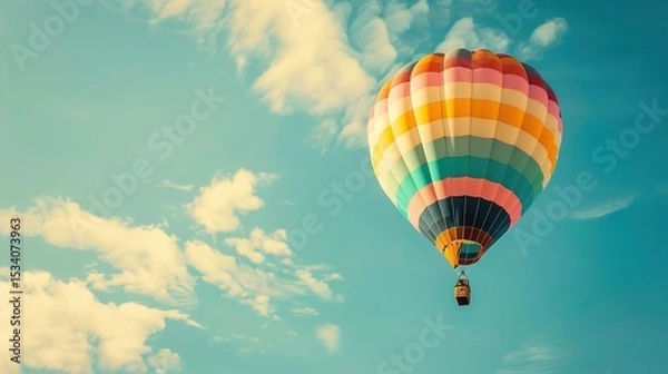 Obraz Dreamy Candy-Colored Hot Air Balloon: A Whimsical Soar Through Pastel Skies & Sugar-Coated Dreams — Embrace a Magical Flight Over Rainbow-Hued Landscapes, Where Fluffy Clouds Meet Swirling Cotton Cand