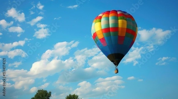 Obraz Dreamy Candy-Colored Hot Air Balloon: A Whimsical Soar Through Pastel Skies & Sugar-Coated Dreams — Embrace a Magical Flight Over Rainbow-Hued Landscapes, Where Fluffy Clouds Meet Swirling Cotton Cand
