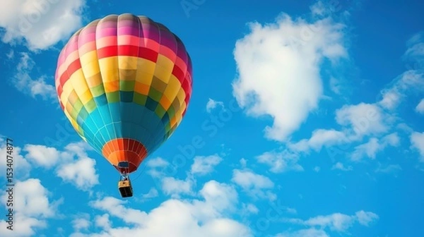 Obraz Dreamy Candy-Colored Hot Air Balloon: A Whimsical Soar Through Pastel Skies & Sugar-Coated Dreams — Embrace a Magical Flight Over Rainbow-Hued Landscapes, Where Fluffy Clouds Meet Swirling Cotton Cand