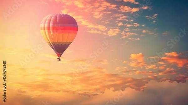 Obraz Dreamy Candy-Colored Hot Air Balloon: A Whimsical Soar Through Pastel Skies & Sugar-Coated Dreams — Embrace a Magical Flight Over Rainbow-Hued Landscapes, Where Fluffy Clouds Meet Swirling Cotton Cand