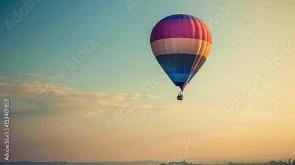 Obraz Dreamy Candy-Colored Hot Air Balloon: A Whimsical Soar Through Pastel Skies & Sugar-Coated Dreams — Embrace a Magical Flight Over Rainbow-Hued Landscapes, Where Fluffy Clouds Meet Swirling Cotton Cand