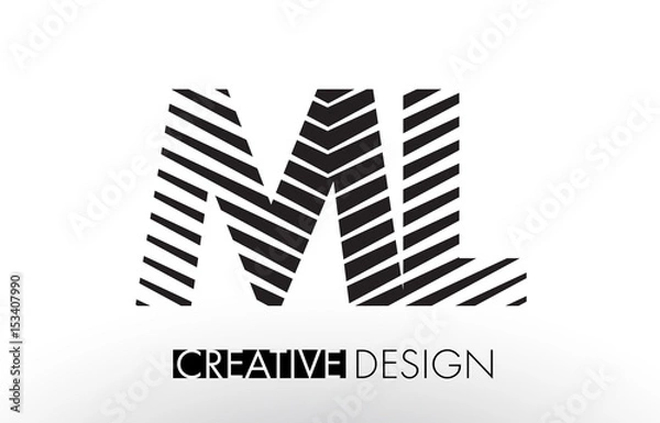 Fototapeta ML M L Lines Letter Design with Creative Elegant Zebra