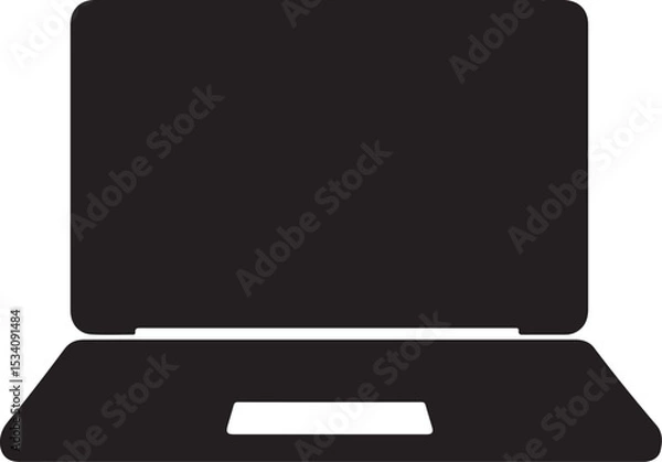 Fototapeta Laptop Silhouette: A sleek, modern laptop is presented against a minimalist backdrop, symbolizing connectivity, productivity, and the digital realm.Black laptop computer with blank screen isolated