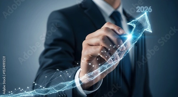 Obraz Business Growth Concept, Arrow Going Up Towards 2026