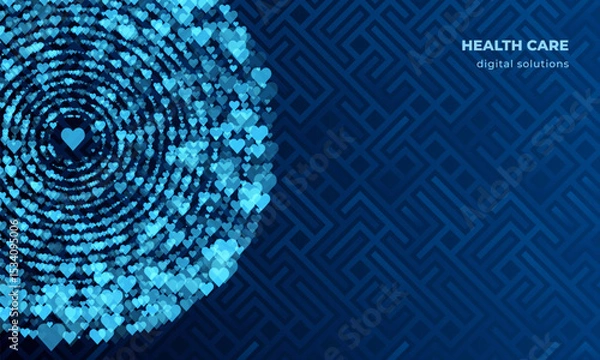 Obraz Abstract Background Illustration for Modern Medical and Digital Health Science Themes, Big data and artificial intelligence, machine learning concept, healthcare banner poster navy blue colors