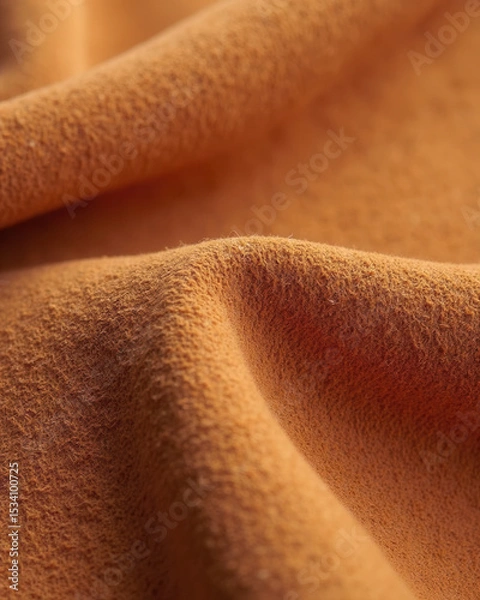 Obraz Soft Brown Fuzzy Fabric Texture Macro, Gentle Folds Detail