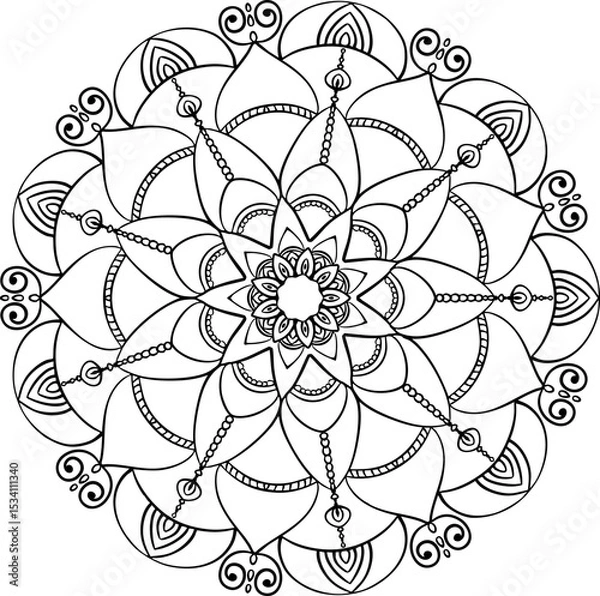 Fototapeta Mandala Pattern Stencil doodles sketch