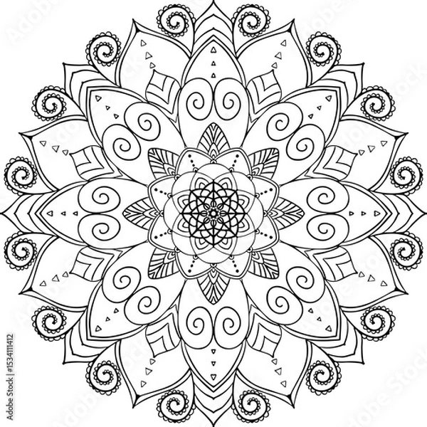 Fototapeta Circle pattern in the form of mandala for Henna