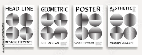 Fototapeta Modern posters . Vector design composition with various geometric shapes . Abstract contemporary art . Vector art ideal for media, ads, covers, brochures, banners
