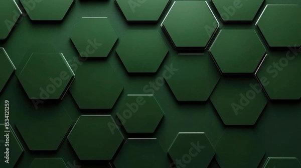 Fototapeta Minimalist emerald background with geometric hexagon pattern overlay