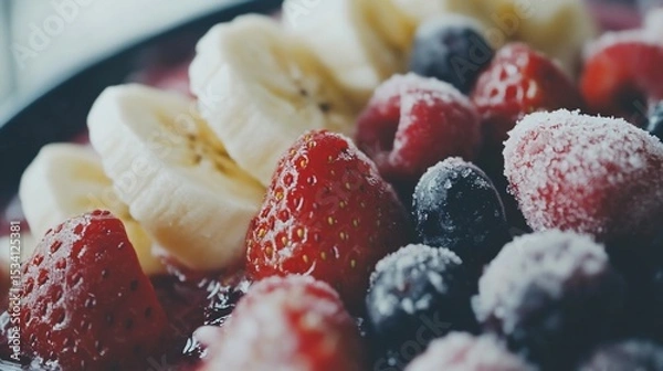Obraz Close-up of vibrant, sugared fruits in a bowl offering healthy sustenance