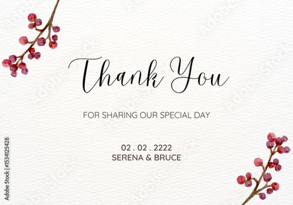 Obraz Floral and Water color Thankyou card