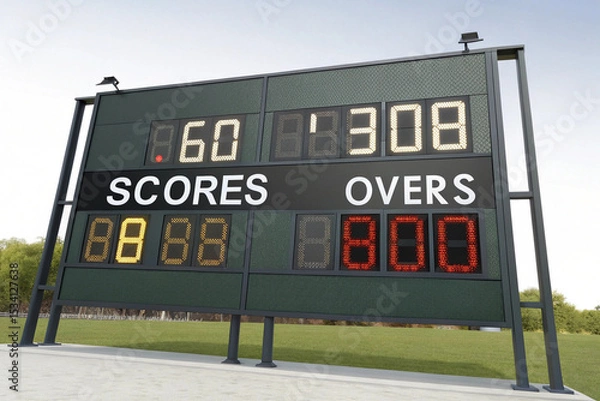 Fototapeta Outdoor scoreboard displaying 2-2 in a sports game