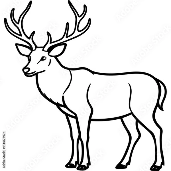 Fototapeta Minimal Elk Outline Vector 