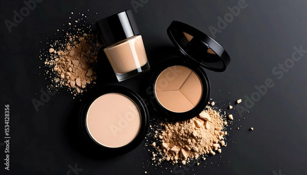 Obraz Elegant Makeup Essentials: Foundation, Powder, and Bronzer